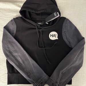 SIWY- KIARA HERITAGE TOP - KIARA WITH LONG DENIM SLEEVES - BLACK MOON